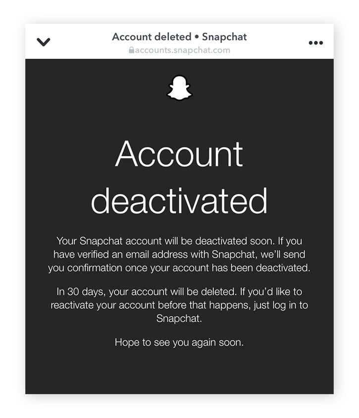 Deactivate Snapchat Process